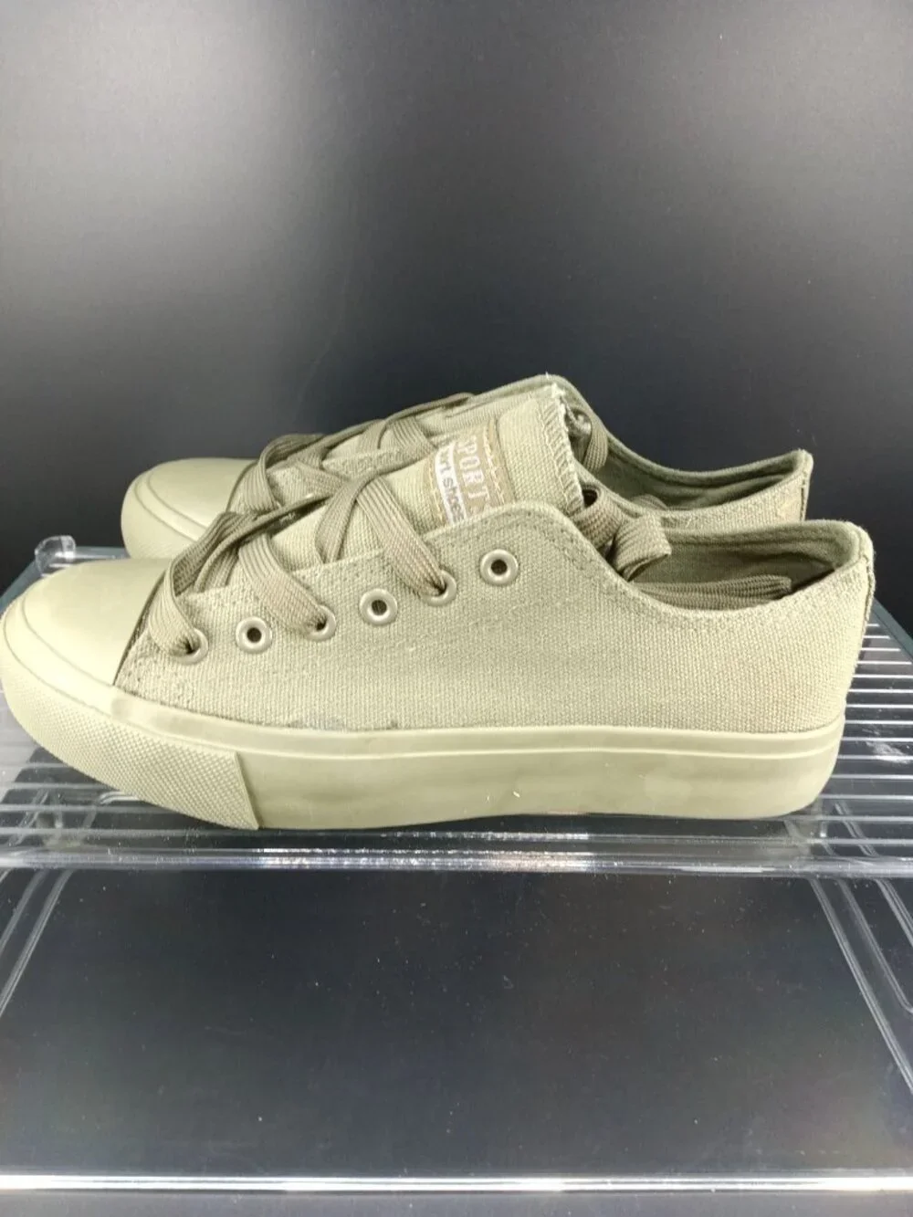 Canvas Low-Top Sneakers In Khaki Green Casual Lace-Up Style